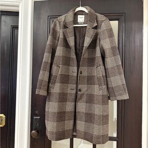 Abercrombie and Fitch Dad Coat, dark brown plaid
